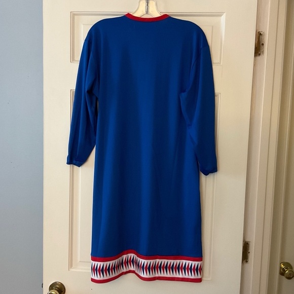 Tracy Negoshian Tunic Dress Blue Jersey Pockets Size L NWT Preppy USA Americana - Picture 7 of 10
